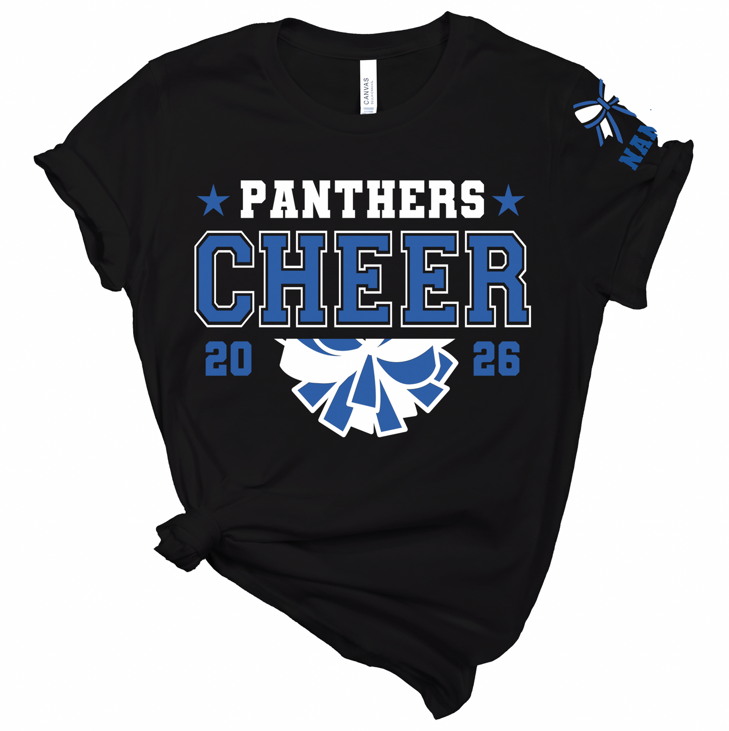 Personalized Panthers Cheer Puff and Glitter - Adult and Youth