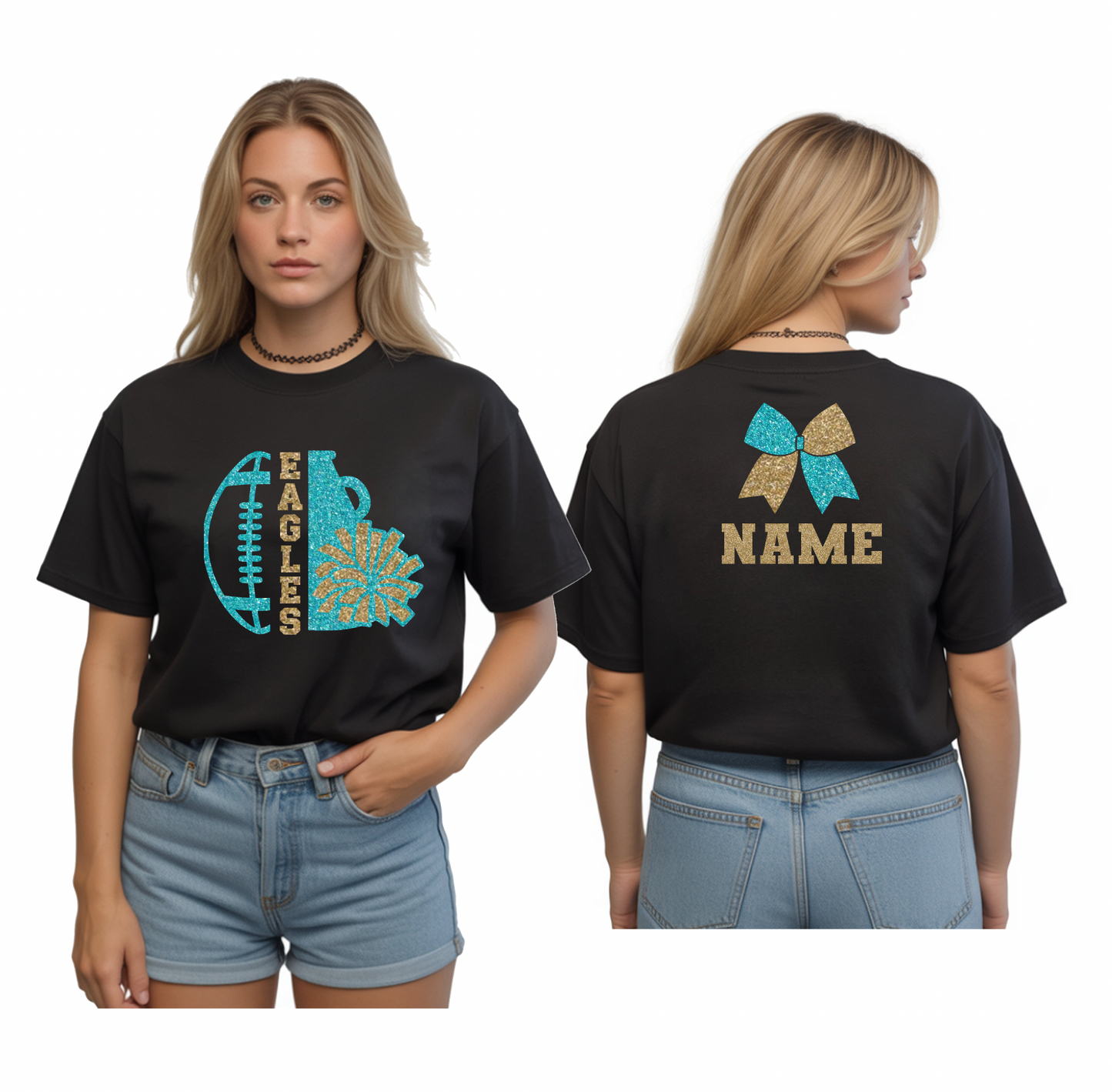 Custom Name Cheer Football/Basketball - Adult Tee