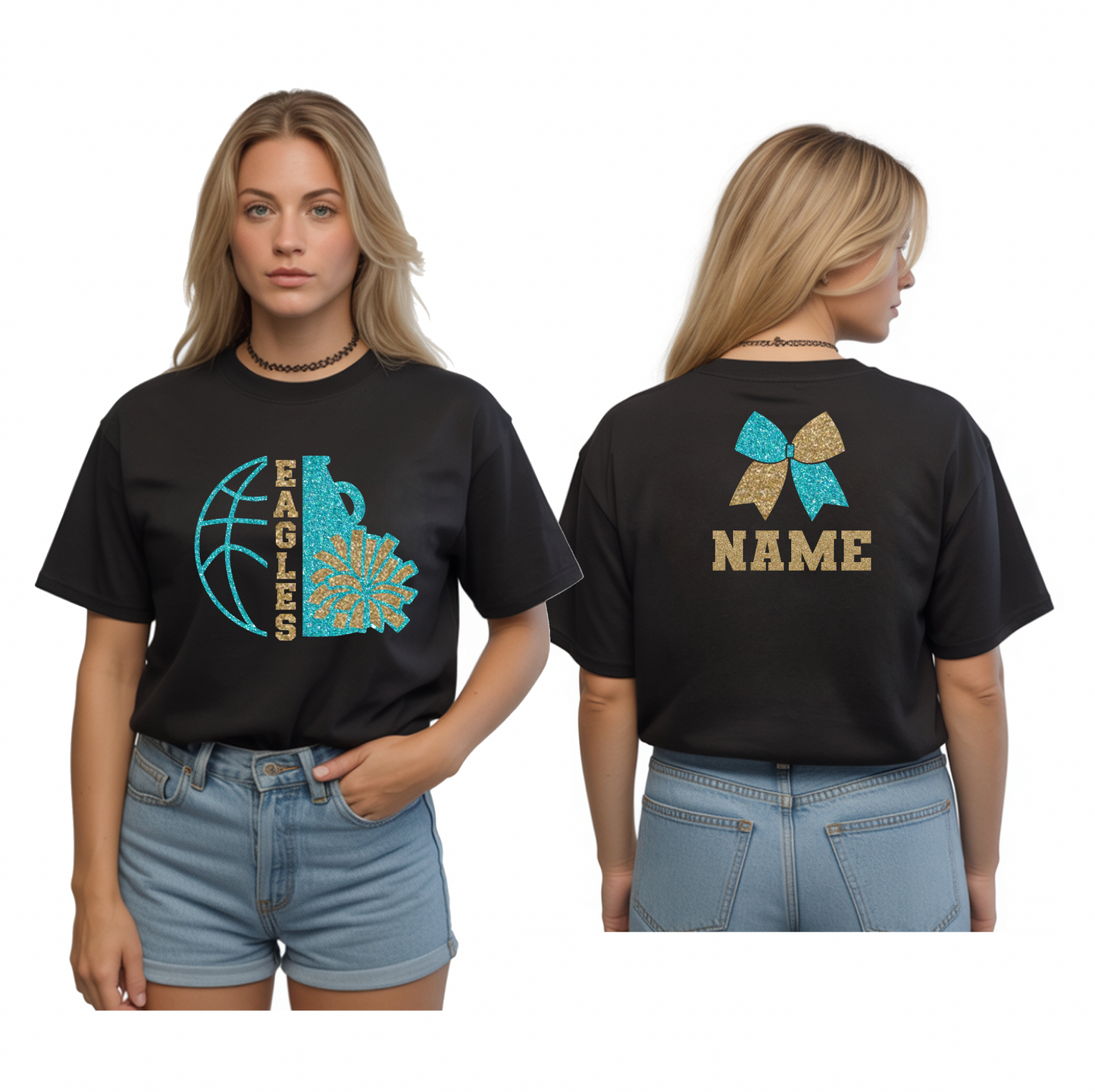 Custom Name Cheer Football/Basketball - Adult Tee
