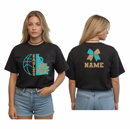 Custom Name Cheer Football/Basketball - Adult Tee