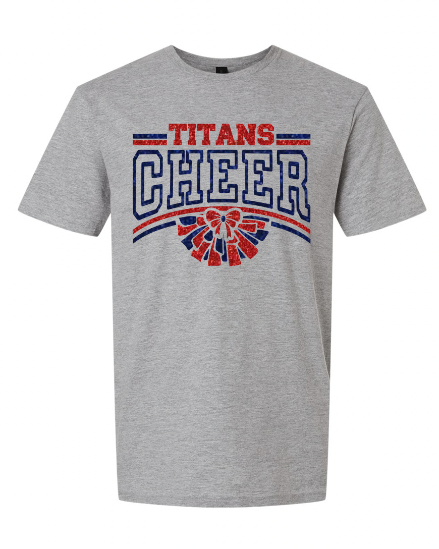 Titans Cheer Pom Pom Stripes and Bow Tees | Adult and Youth