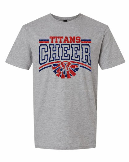 Titans Cheer Pom Pom Stripes and Bow Tees | Adult and Youth