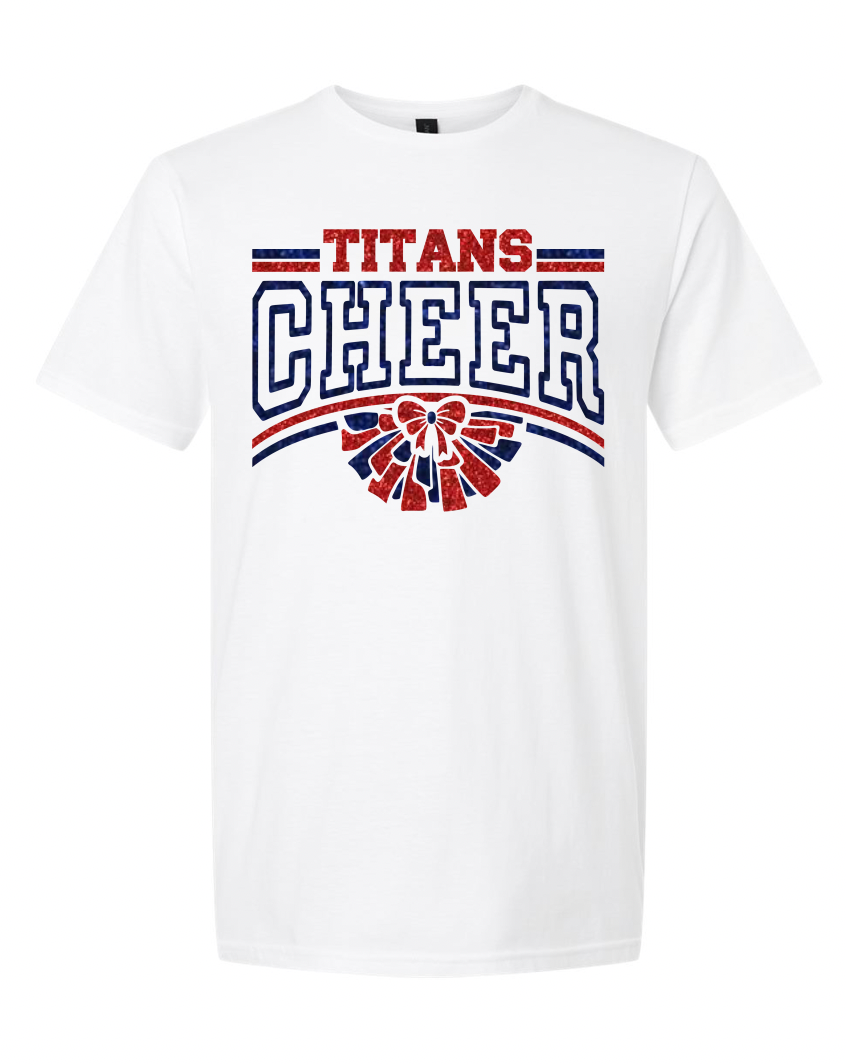 Titans Cheer Pom Pom Stripes and Bow Tees | Adult and Youth