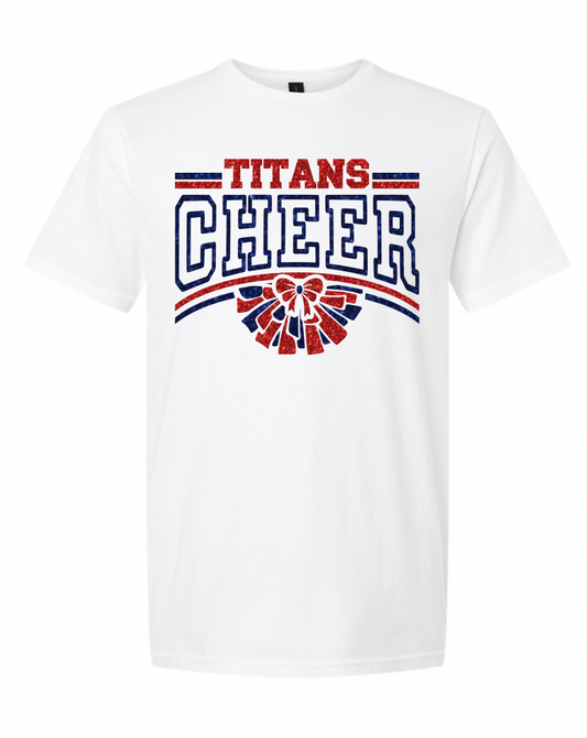 Titans Cheer Pom Pom Stripes and Bow Tees | Adult and Youth