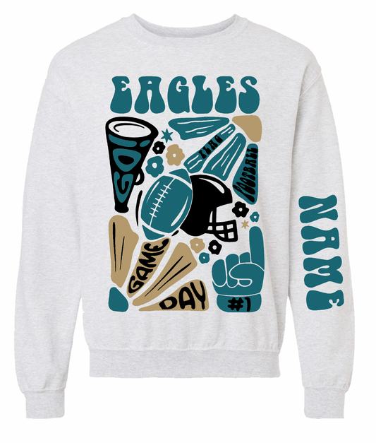 Eagles Flag Football Floral Crewneck Sweatshirt