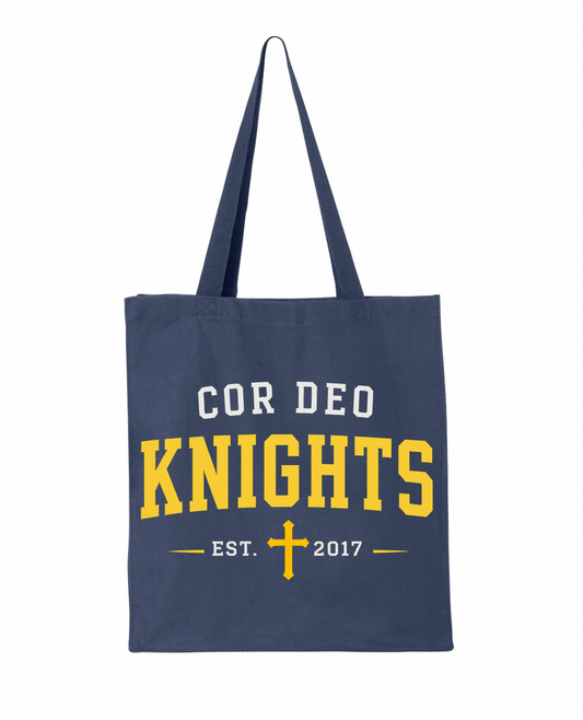Cor Deo Knight Book Tote Bag - Navy