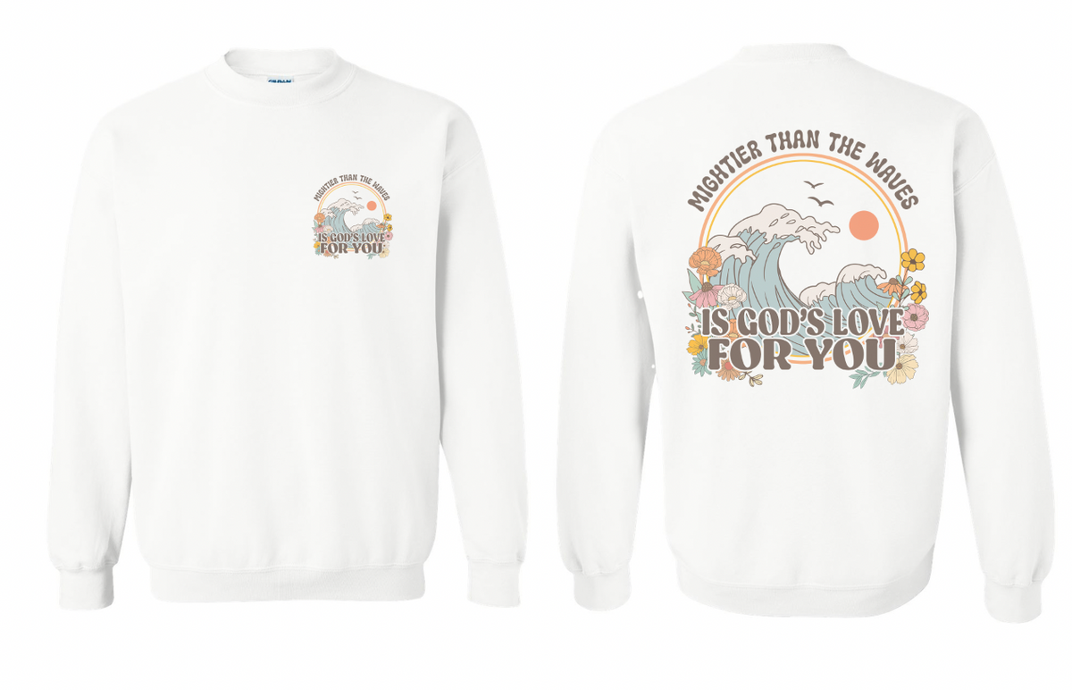 Vintage Printed Faith Sweatshirt | Mightier Than The Waves Ps 93:4