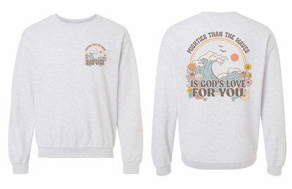 Vintage Printed Faith Sweatshirt | Mightier Than The Waves Ps 93:4