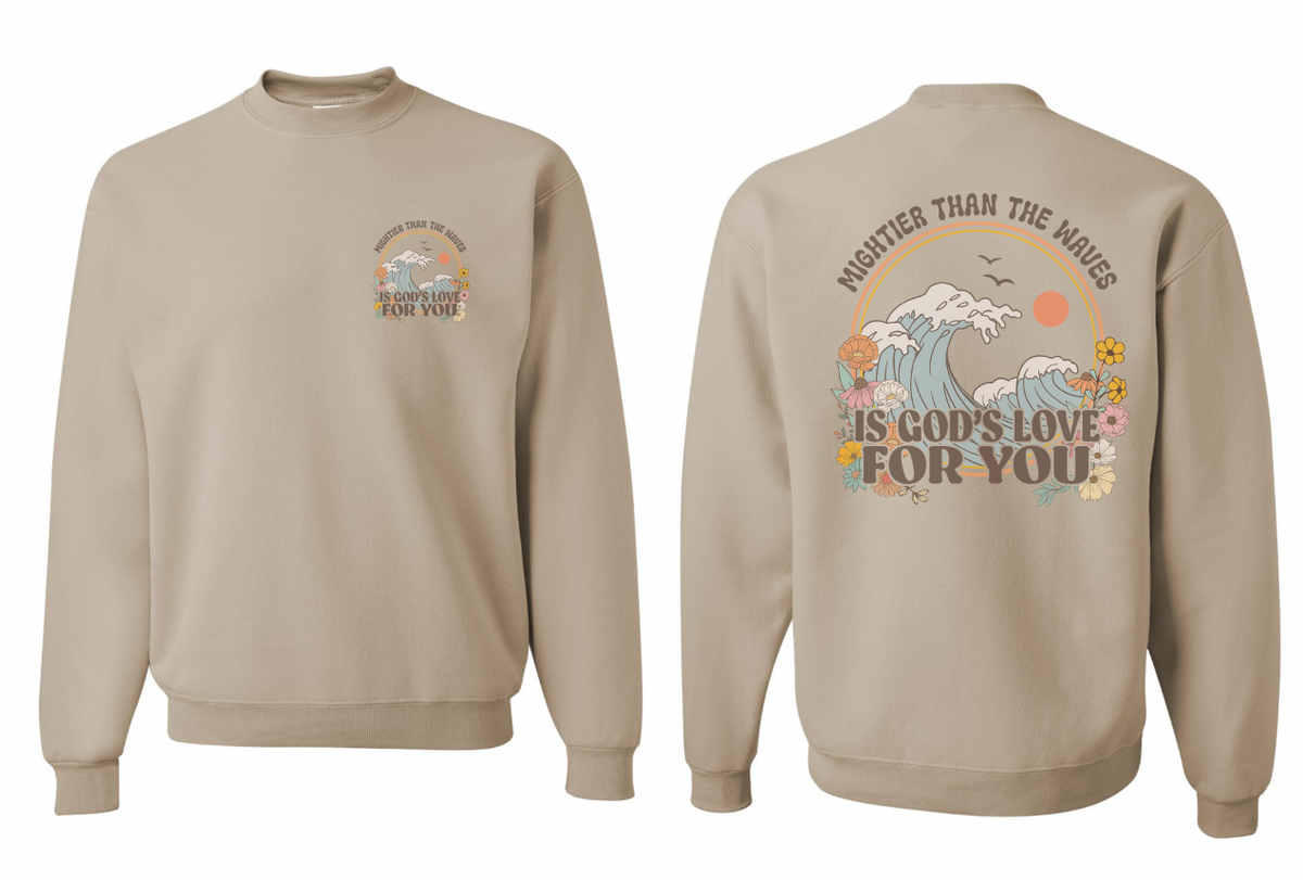 Vintage Printed Faith Sweatshirt | Mightier Than The Waves Ps 93:4