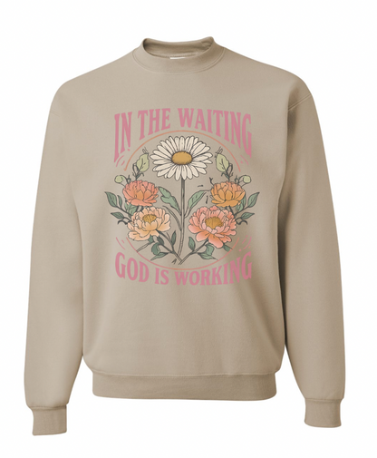 Vintage Printed Faith Sweatshirt | In the Waiting God is Working