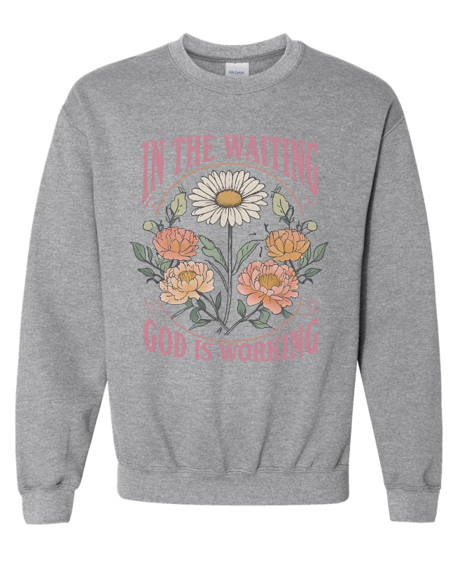 Vintage Printed Faith Sweatshirt | In the Waiting God is Working