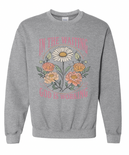 Vintage Printed Faith Sweatshirt | In the Waiting God is Working