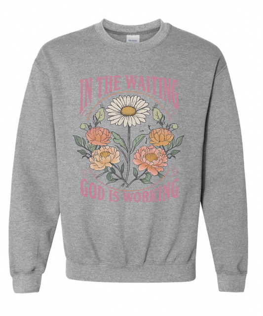 Vintage Printed Faith Sweatshirt | In the Waiting God is Working