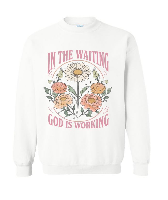 Vintage Printed Faith Sweatshirt | In the Waiting God is Working