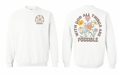 Vintage Printed Faith Sweatshirt | With God All Things Are Possible
