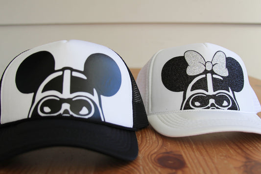 Personalized Star Wars Darth Mickey and Minnie Disney Trucker Hats  - Adult and Youth