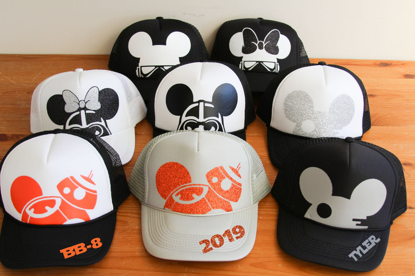 Personalized Star Wars Darth Mickey and Minnie Disney Trucker Hats  - Adult and Youth