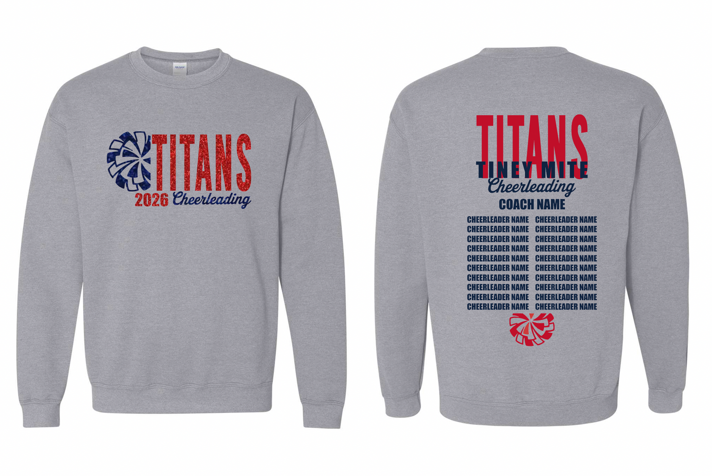 2026 Rancho Hills Titans Cheer Roster Tiney Mite - Tee, Crewneck, Hoodie
