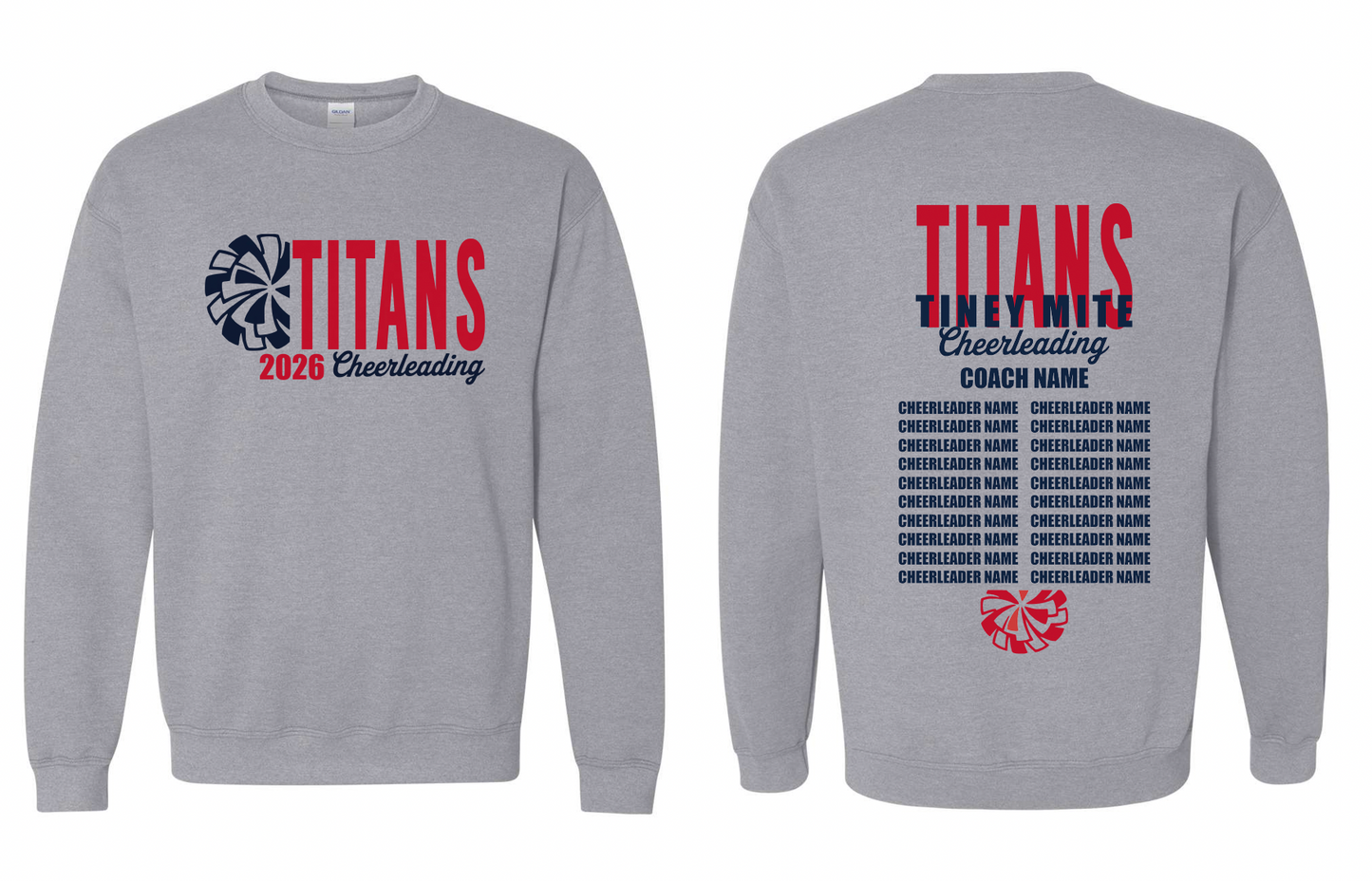 2026 Rancho Hills Titans Cheer Roster Tiney Mite - Tee, Crewneck, Hoodie